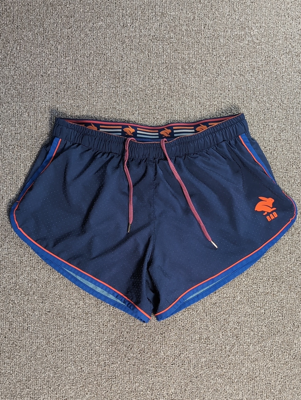 Rabbit RAD Women's Lined Running Shorts Size Medium in Navy Blue/Orange